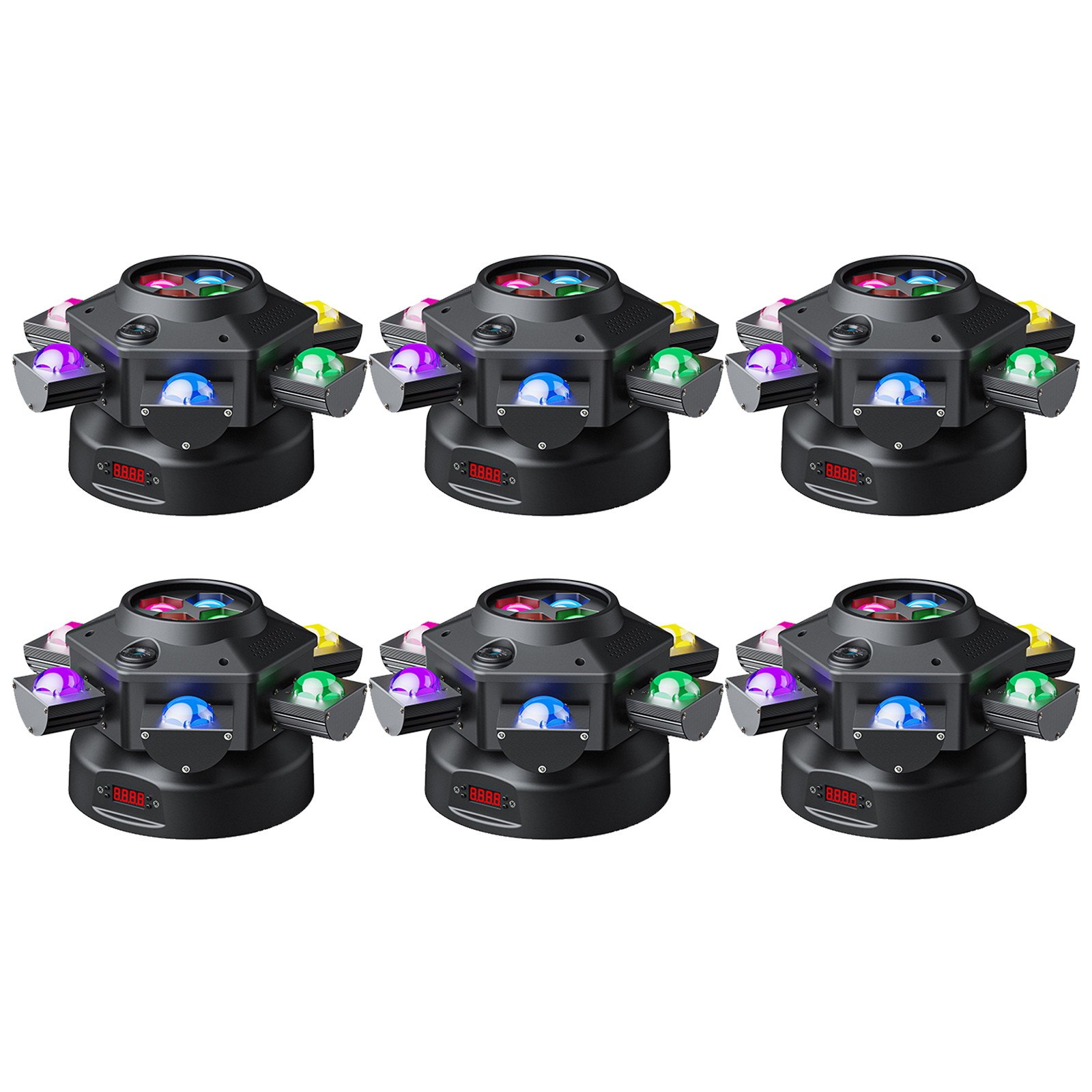 6 Arms Bee Eye LED Moving Head Light DMX RGBW Strobe Disco Stage Effect Lighting