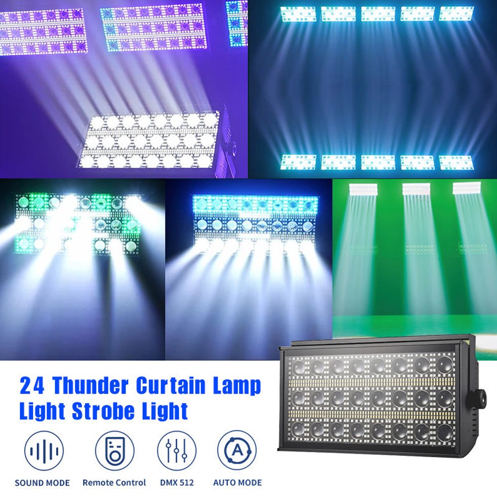 24x3W LED RGBW Stormy Strobe Beam Wash Light DMX for Wedding Dj Show Background