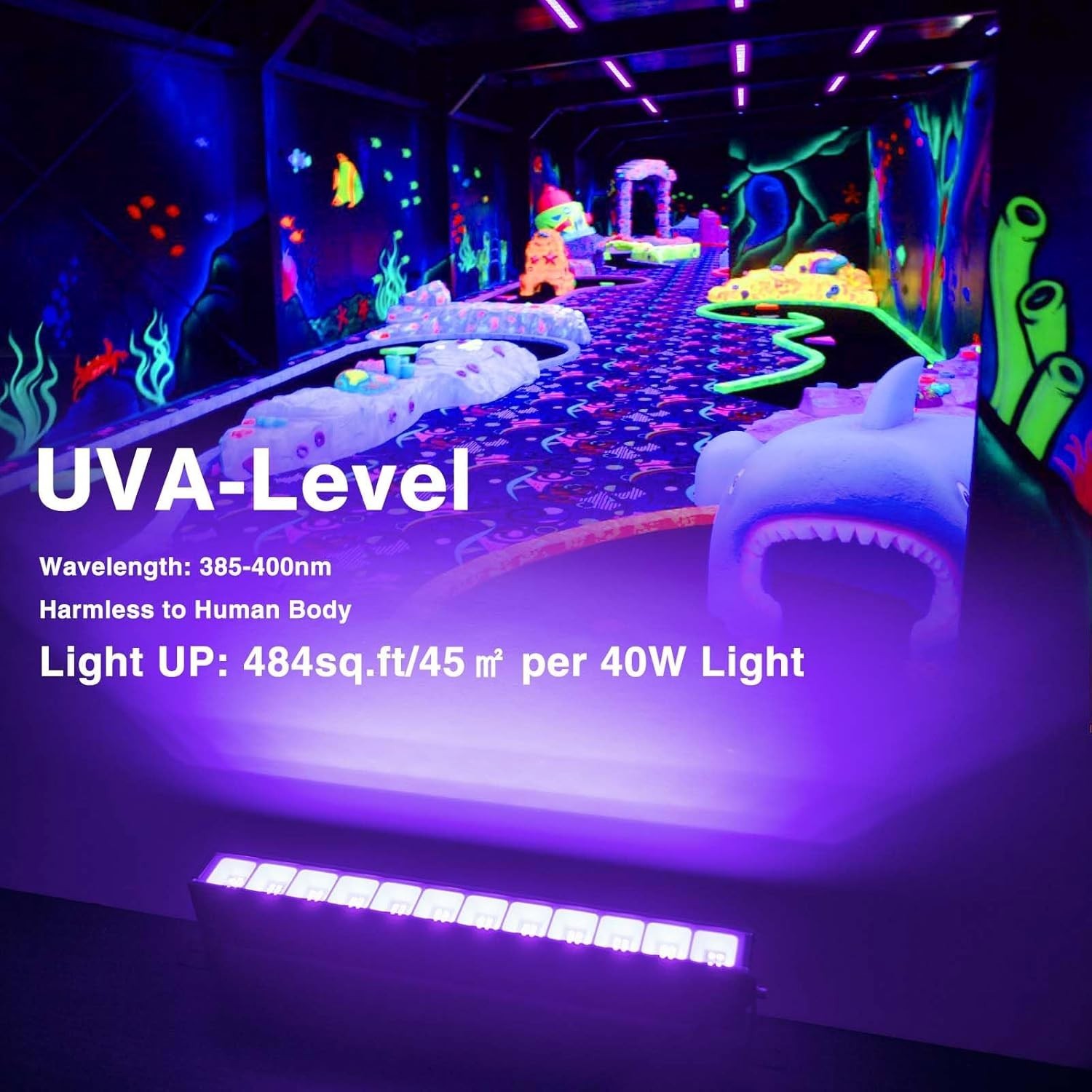 40W LED Black Light Bar for Glow Party, Blacklight with Plug &Switch, Each Light