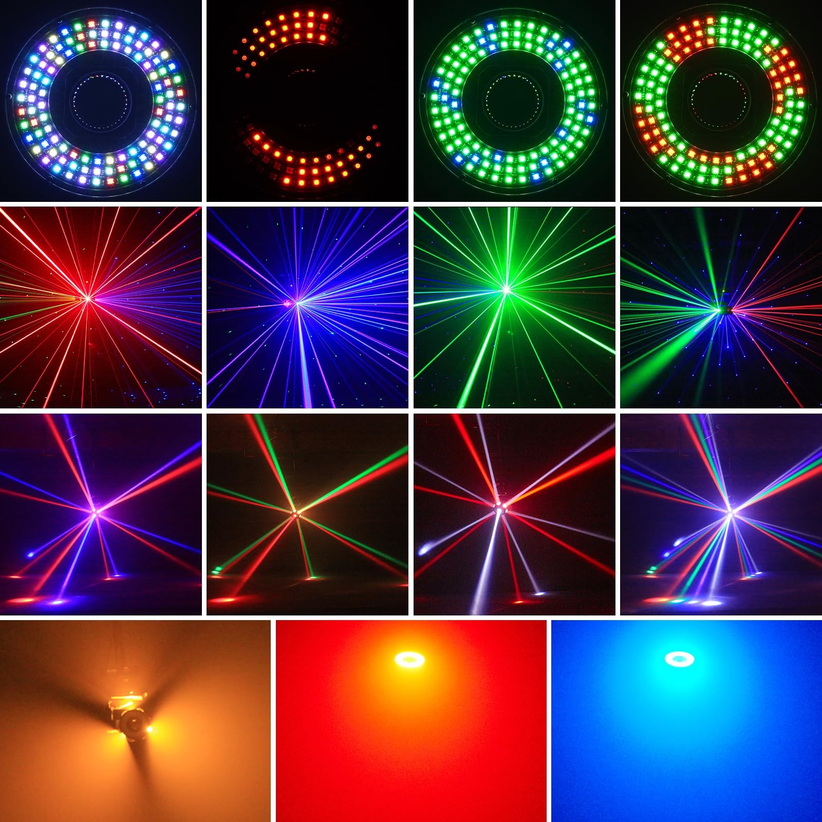 DJ Moving Head Light,XYZ 3-Axis Infinite Rotating 7 LED Beams Stage Lighting …