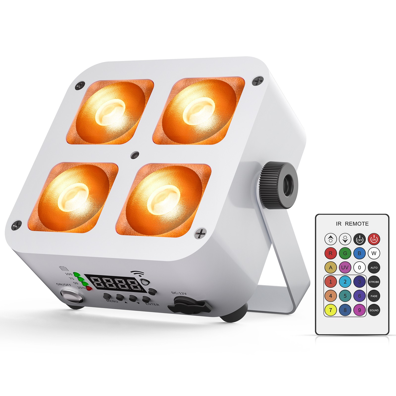 4x25W RGBWA+UV LED PAR Stage Light Rechargeable Battery DJ Lighting Wireless app