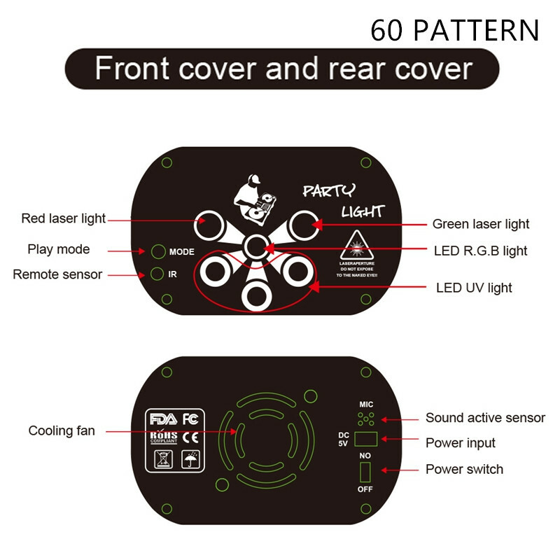 Portable 60/120 Pattern RGB Led UV Laser Projector DJ Stage KTV Lighting Lamp