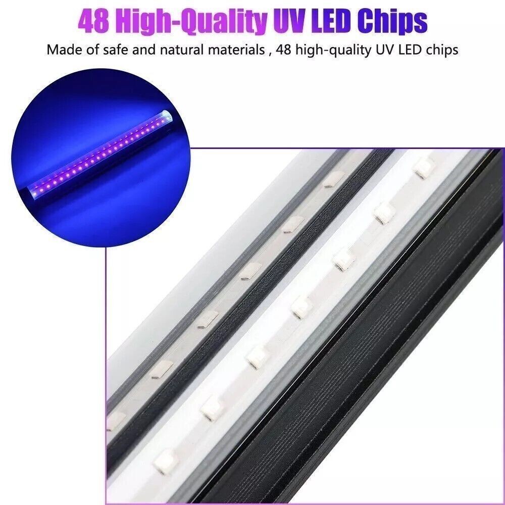 2Pcs 48LED UV Black Light Bar Fixtures Ultraviolet Lamp Strip US Plug Party Club