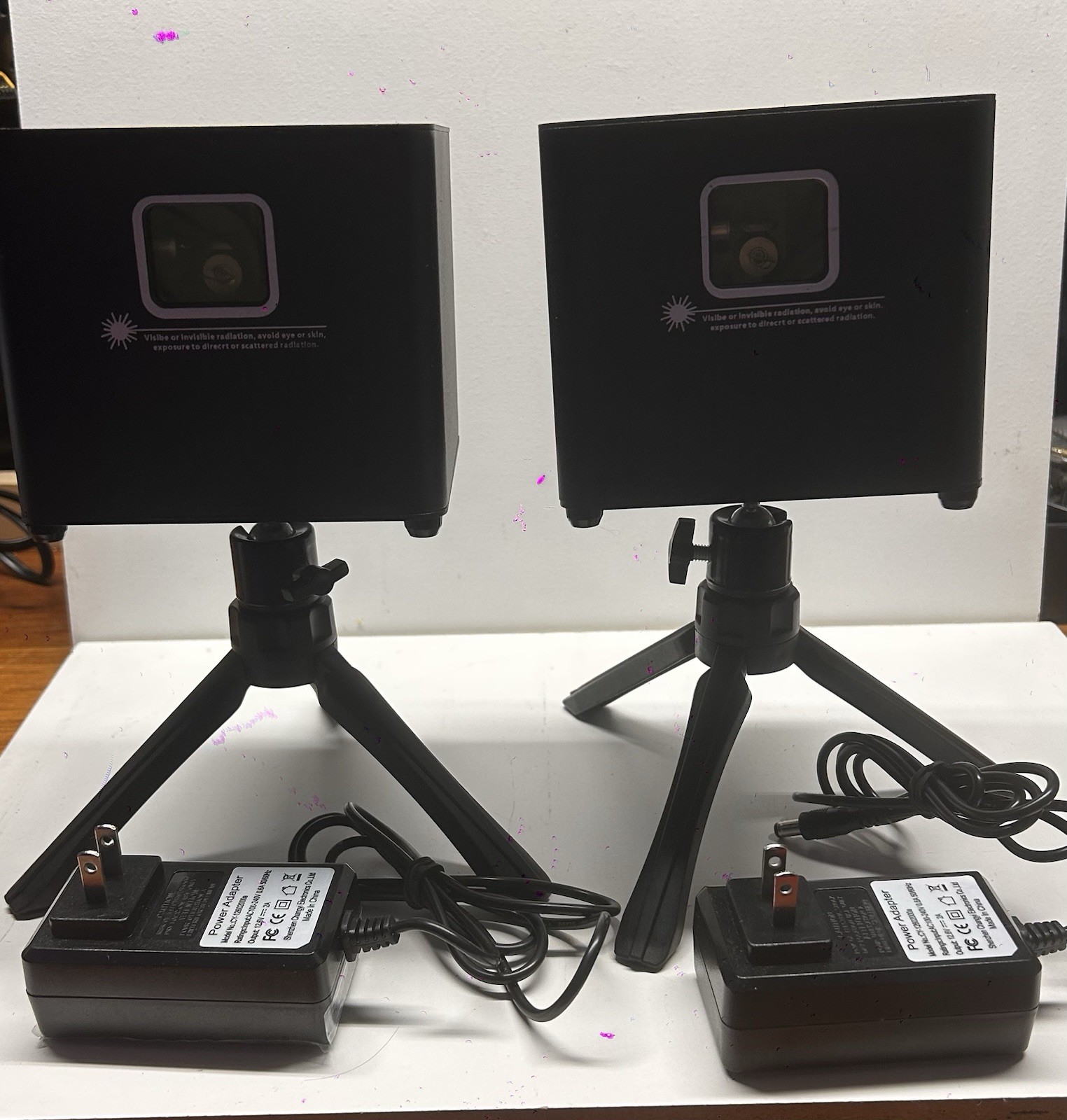 2x Mini Laser Stage Light Units, Built-in Display, Sound Activated, Tripods