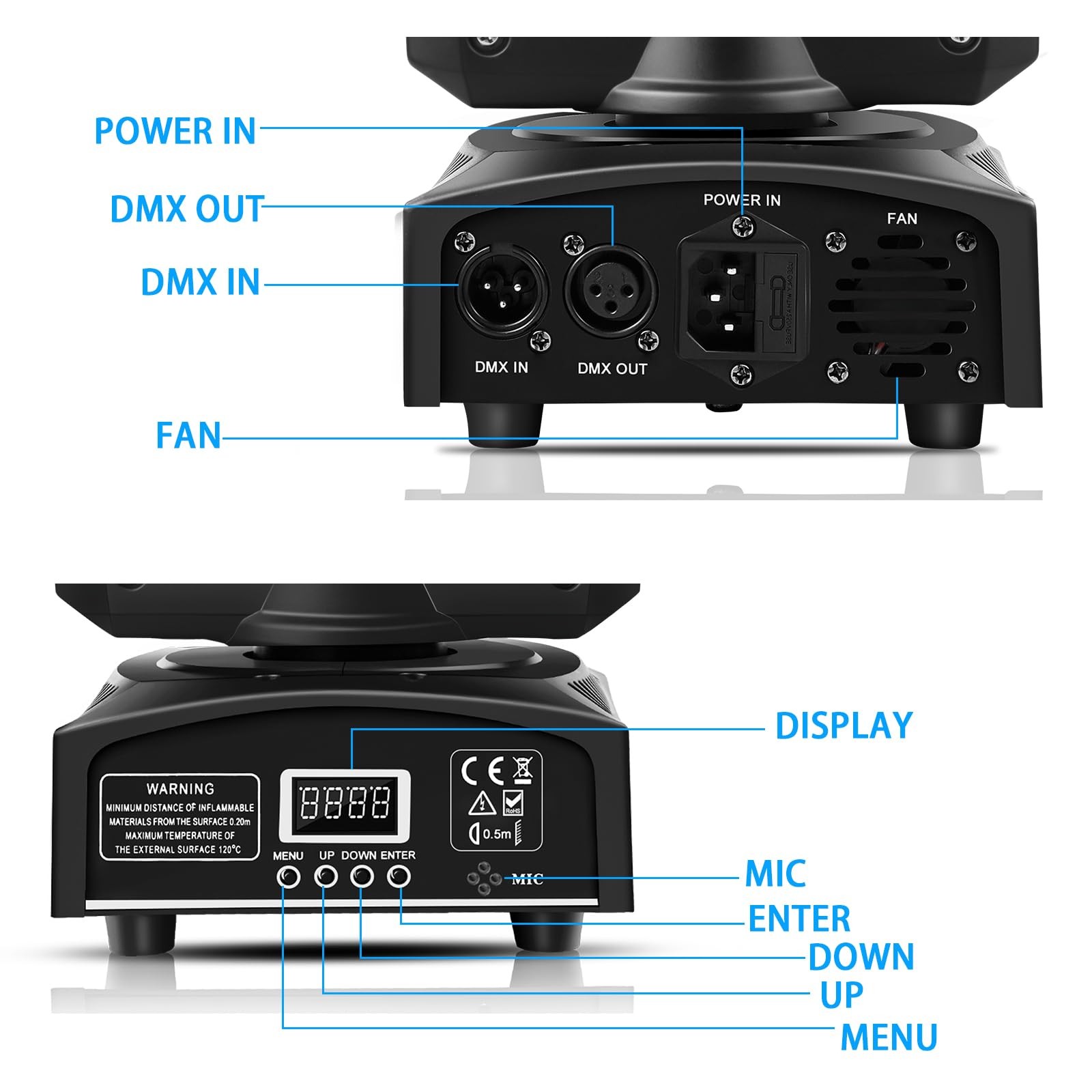 Stage Lights Moving Head Lights 8 Gobos 8 Colors 11 Channels 25W Spotlights D…