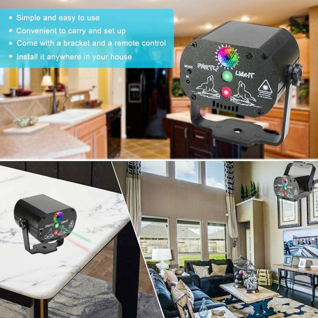 Disco Projector 240 Patterns Laser Stage Lighting LED RGB Disco Party DJ Lights