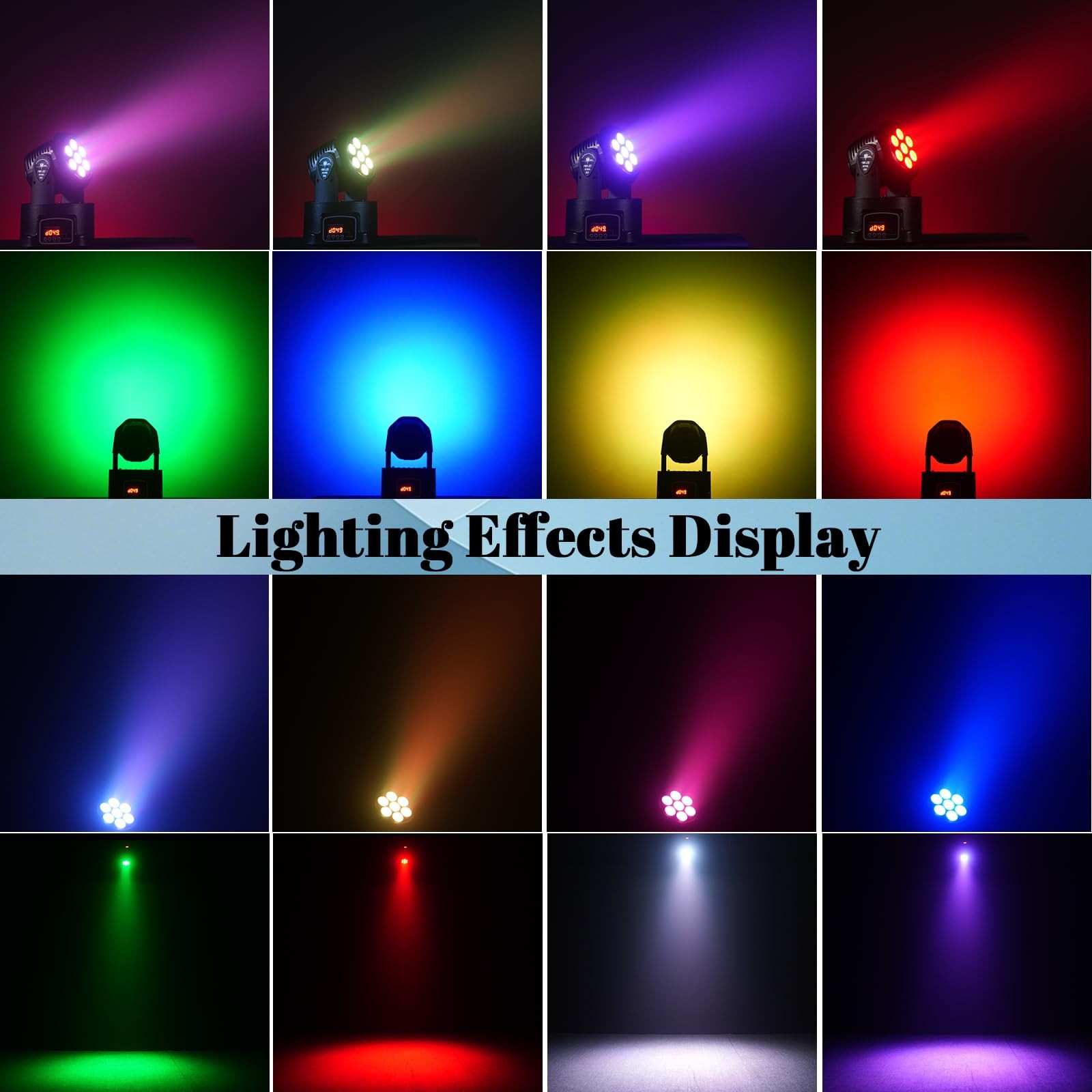 MINGJIE Moving Head DJ Lights, 12 Colors 7x10W LED Wash Stage Spotlight with …