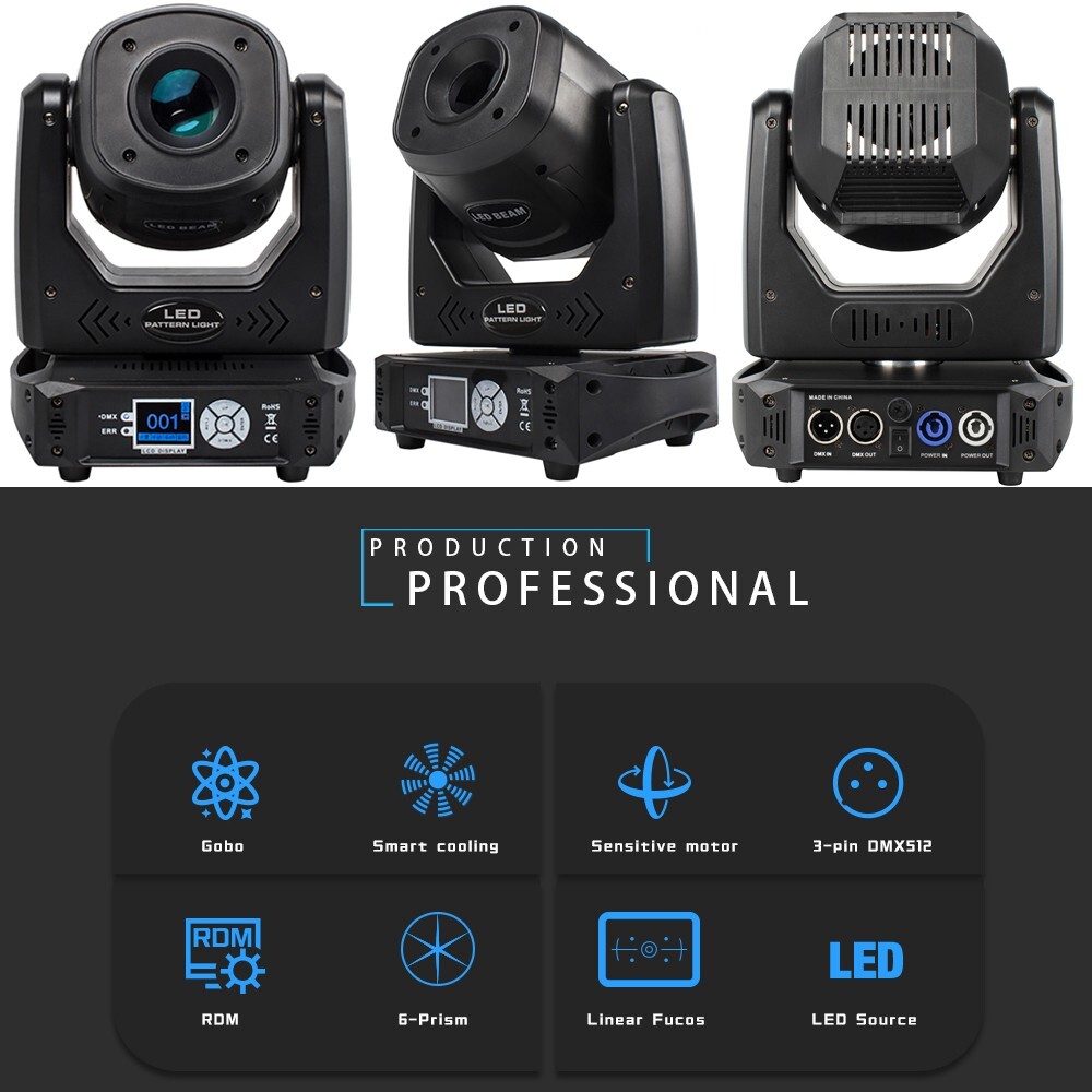 2PCS 100W LED Gobo Beam Spot Moving Head Stage Light DMX RGBW DJ Party Lighting