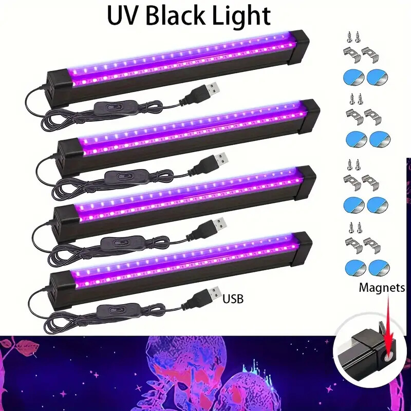 395nm LED UV Light Bar Blacklight USB Magnetic Lamp for Glow Party DJ Club Stage