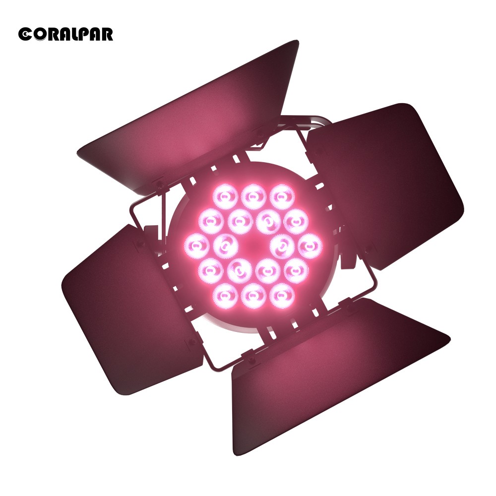SHEHDS New IP65 Waterproof 18x12W LED Flat Par RGBWAUV 6in1 Light With BarnDoors