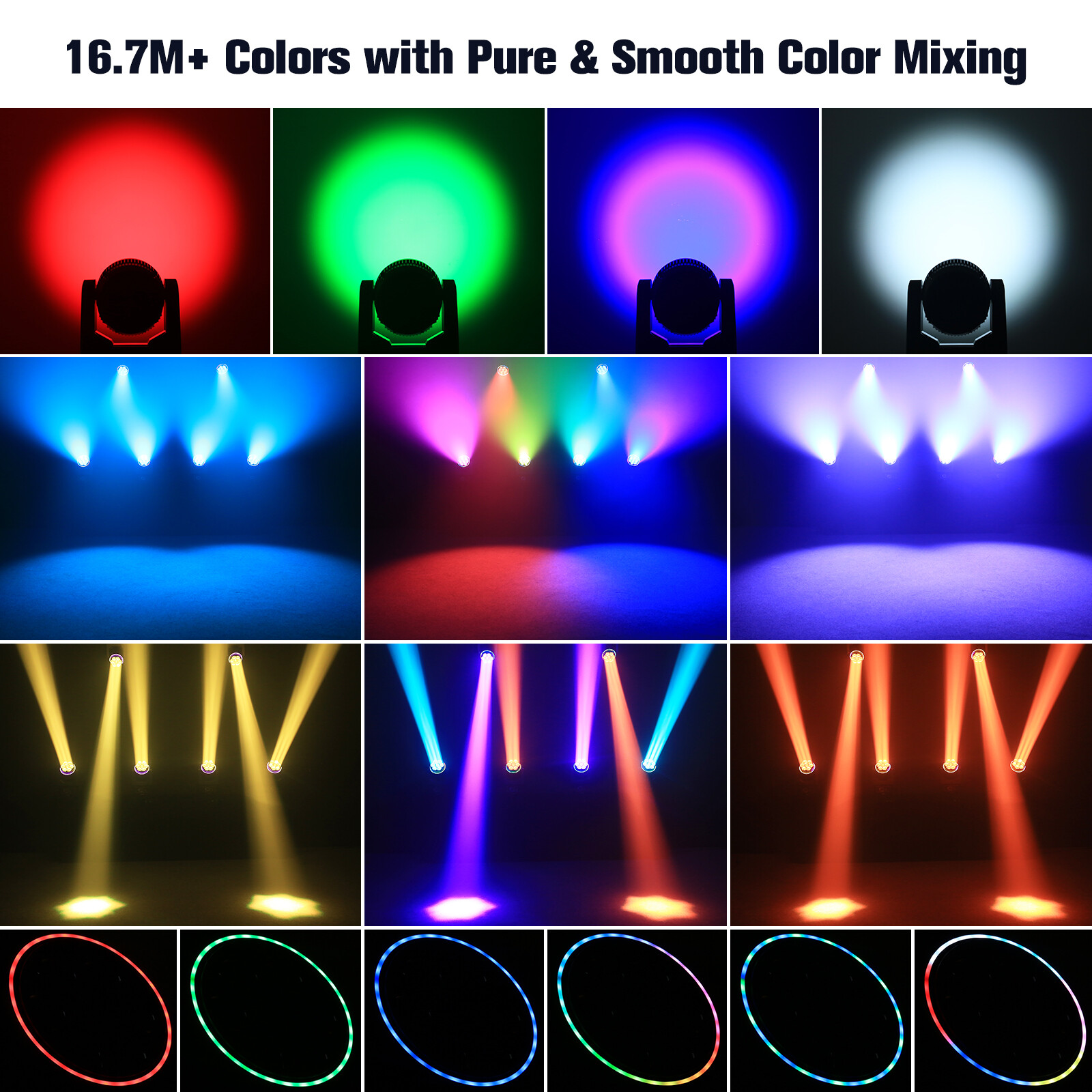7x50W RGBW Bee Eye LED Wash Zoom Moving Head Beam Light DJ Party Stage Light DMX