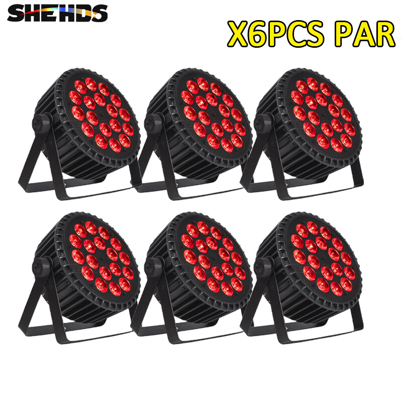 SHEHDS 6Pcs/8Pcs/10Pcs LED 18x18W RGBWAUV Par Lighting Stage Disco With Or Case