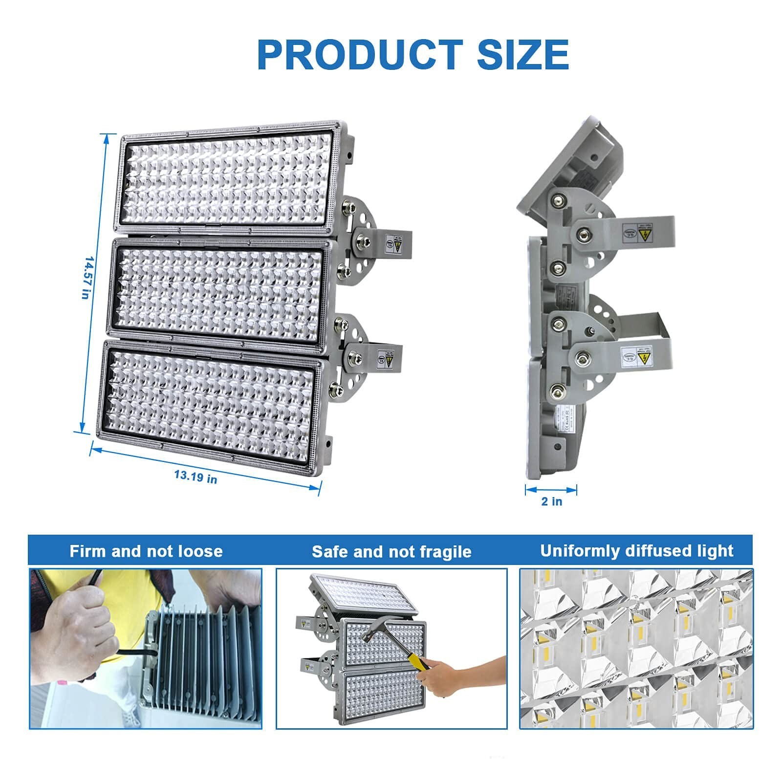 Kekeou 42000LM Stadium Lights Outdoor LED Flood Light 300W 6500K IP67 Waterpr…