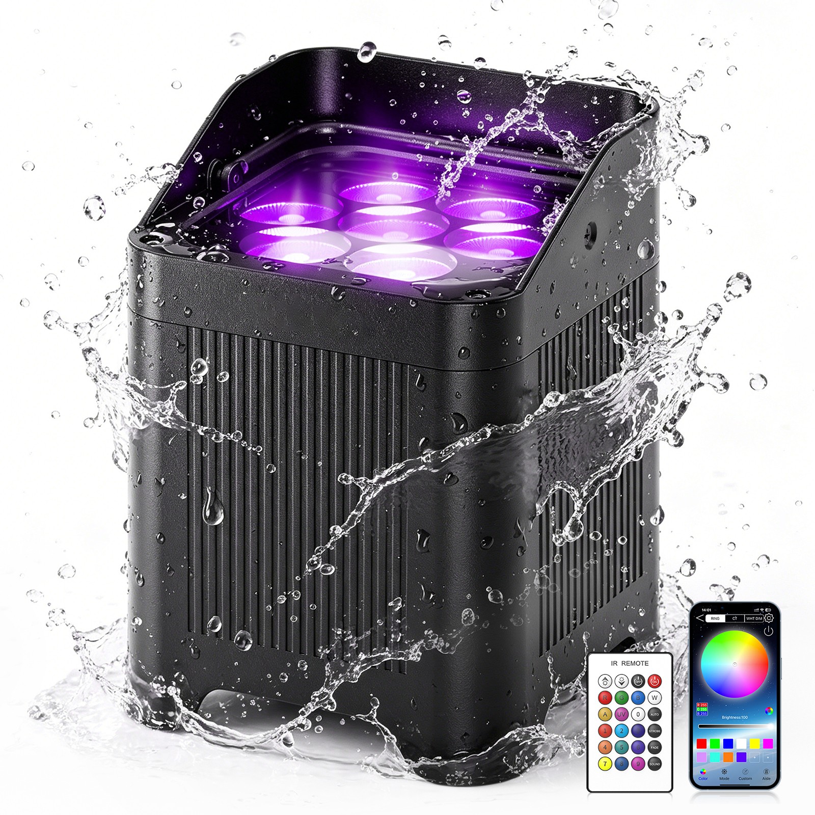 LED 7X20W RGBWA+UV Battery Powered WIRELESS DMX Par Can DJ Uplighting Up Lights