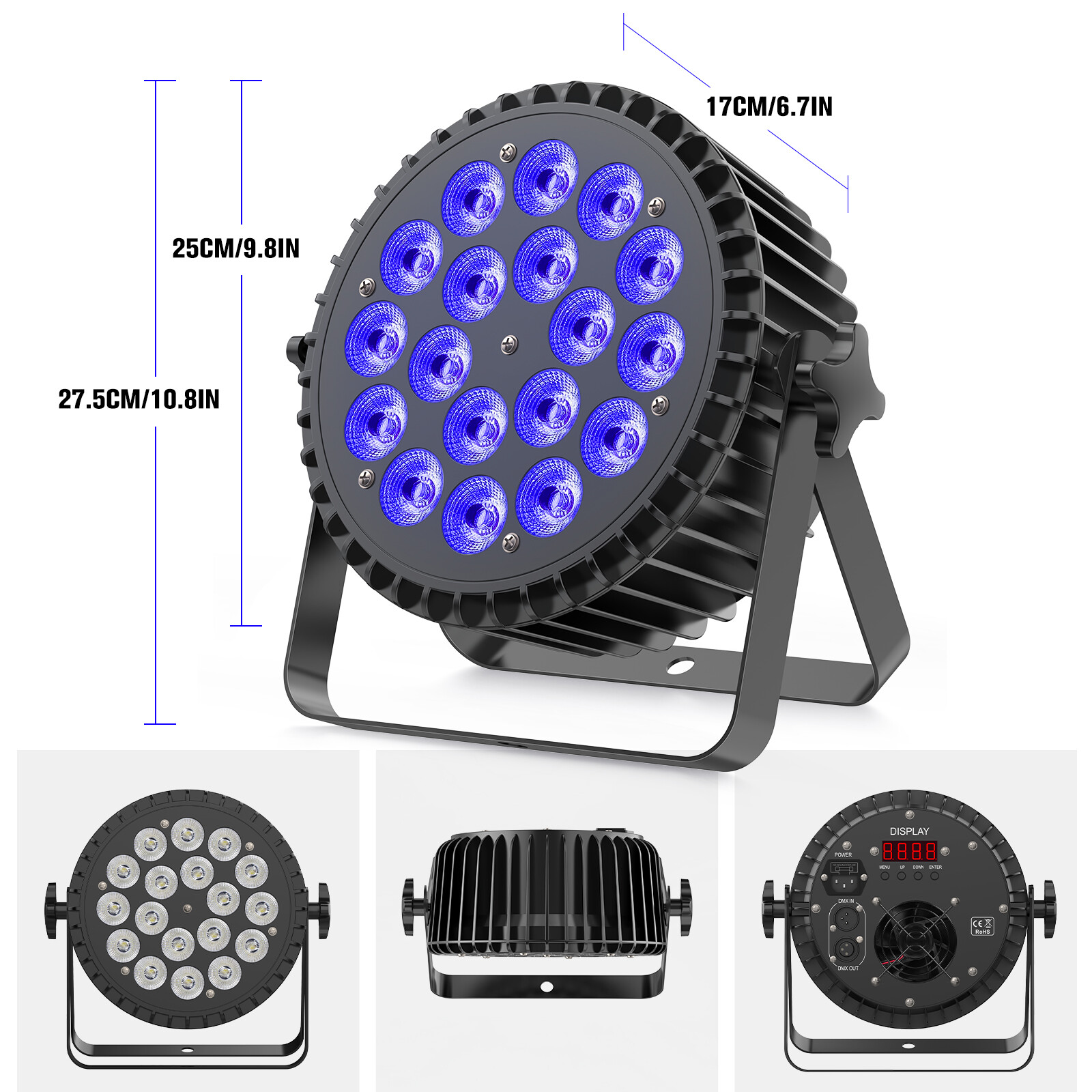 270W PAR Lights RGBW UV 18LED Stage Lighting DJ Disco Party Club Show Light DMX