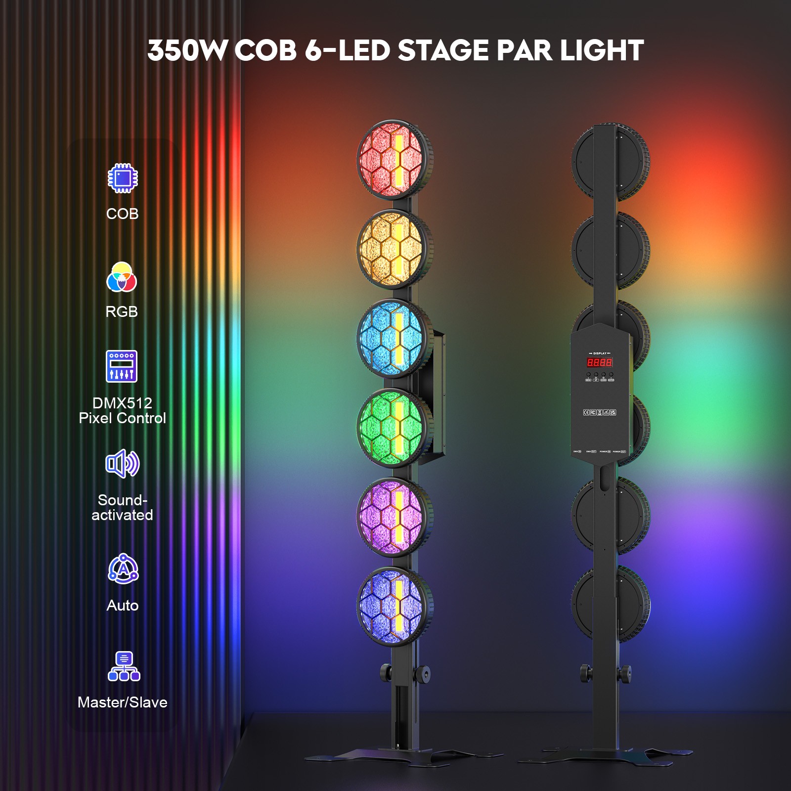 350W LED Strip Retro Light RGB Par Lights COB Stage Light Outdoor Wedding Show