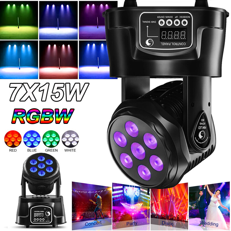 7x15W Moving Head Stage Light 105W 7 LED RGBW DMX DJ Disco Stage Party Lighting