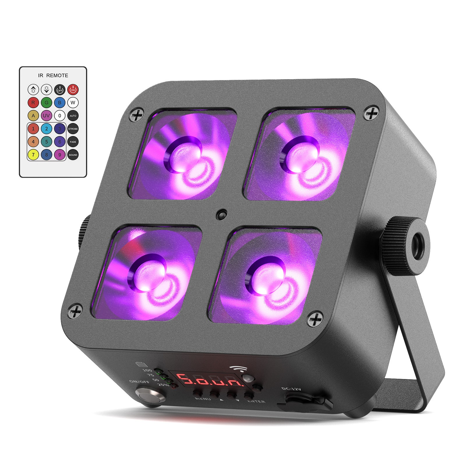 LED 4x25W RGBWA+UV Battery Powered WIRELESS DMX Par Can DJ Uplighting Up Light