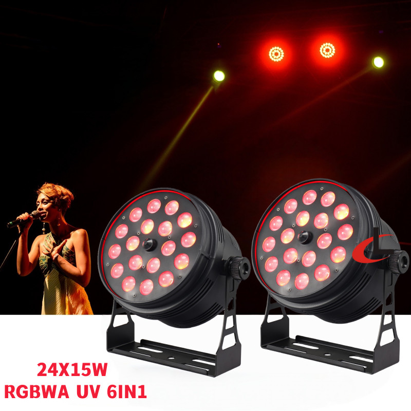 2pcs 18X15W RGBWAUV 6in1 Zoom Led Par Light Wash Effect 10-60degree DMX DJ Show