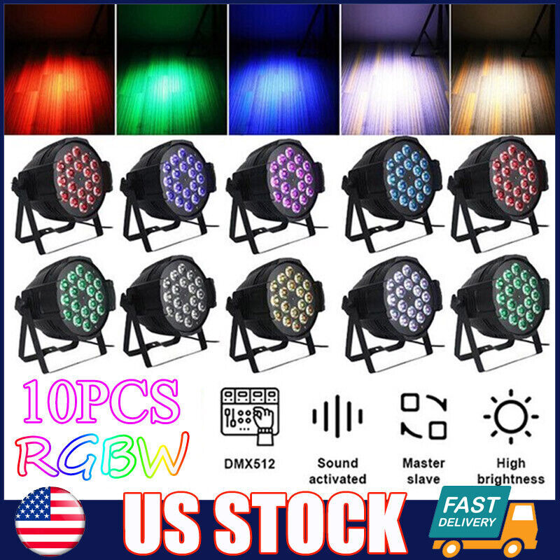 10Pcs Par Stage Light 270W RGBW 18 LED Strobe Beam DMX512 DJ Disco Party Show US