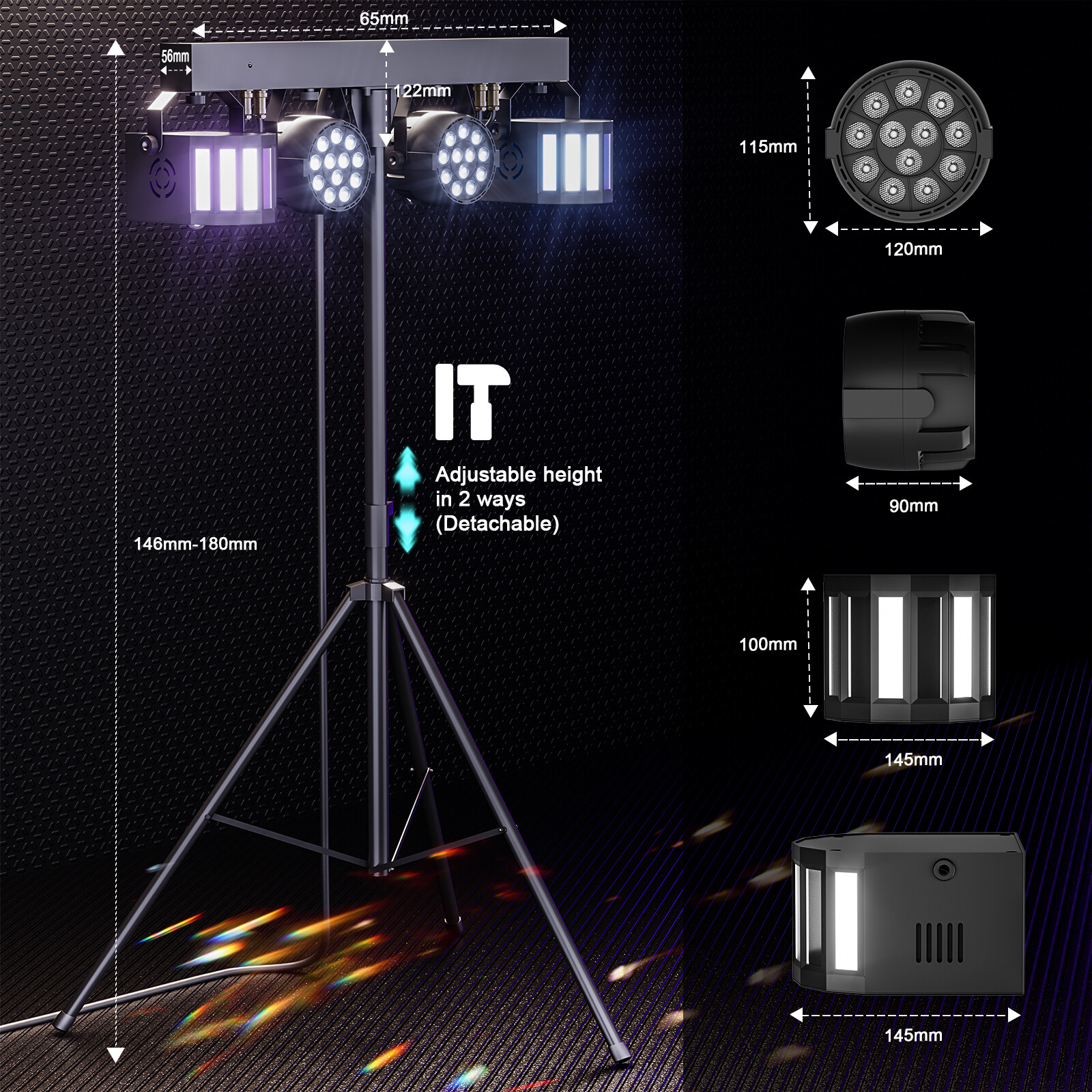 LED Party Wash Light with Separate Stand Wireless Remote Control DJ Lighting
