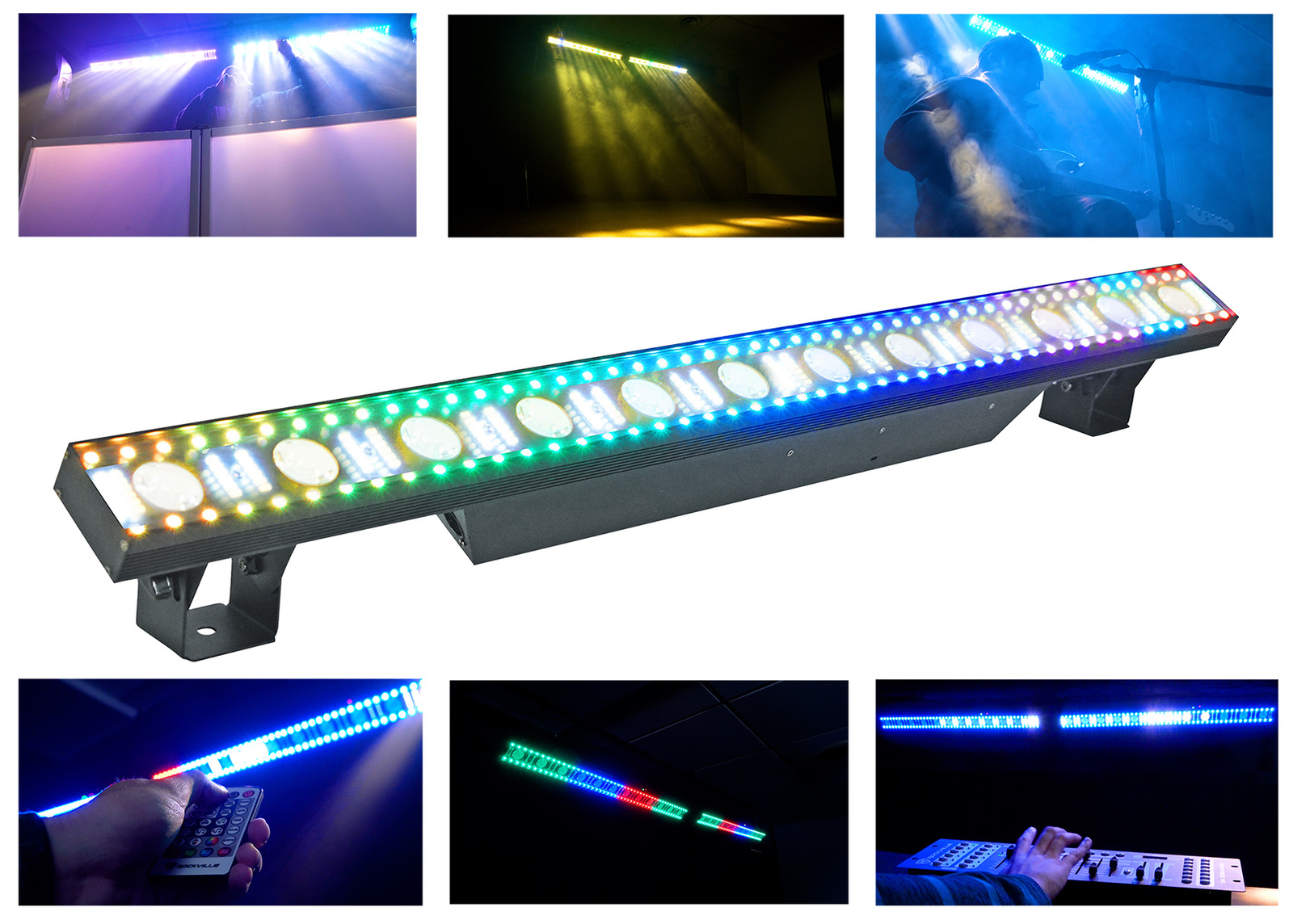 Rockville Pixel Hybrid Bar Battery Power Light Strip Linear Wash/Strobe/Blinder