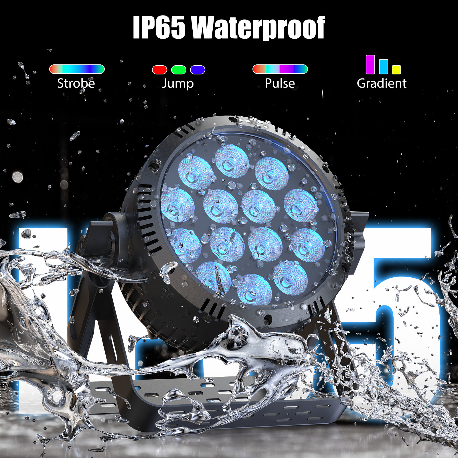 UKING 6x 280W RGBW Waterproof Par Light DMX Outdoor Stage Wash Lighting for Xmas