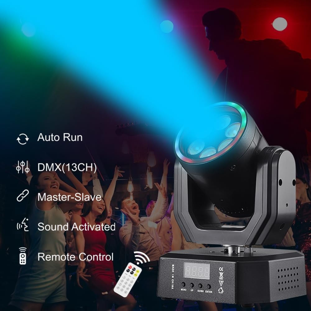 Mini Moving Head Lights, 30W Compact DJ Stage Lights with Remote