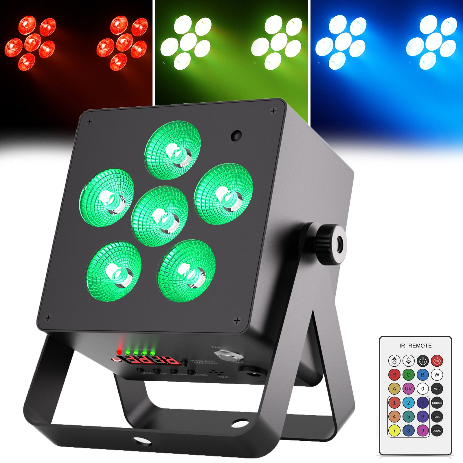 Rechargeable Stage Par Light Wireless 6LED RGBWA UV Uplights DJ Battery DMX APP