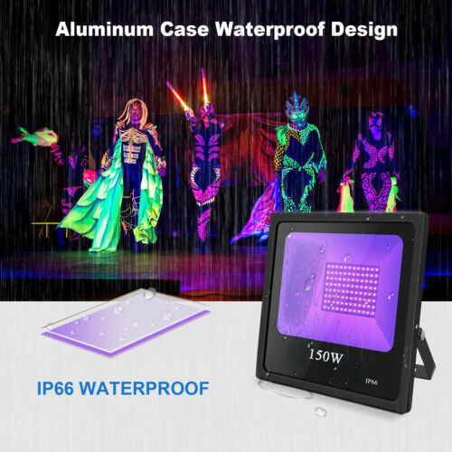 2-Pack 150W UV LED Black Light Floodlight Waterproof Party Stage Light Halloween
