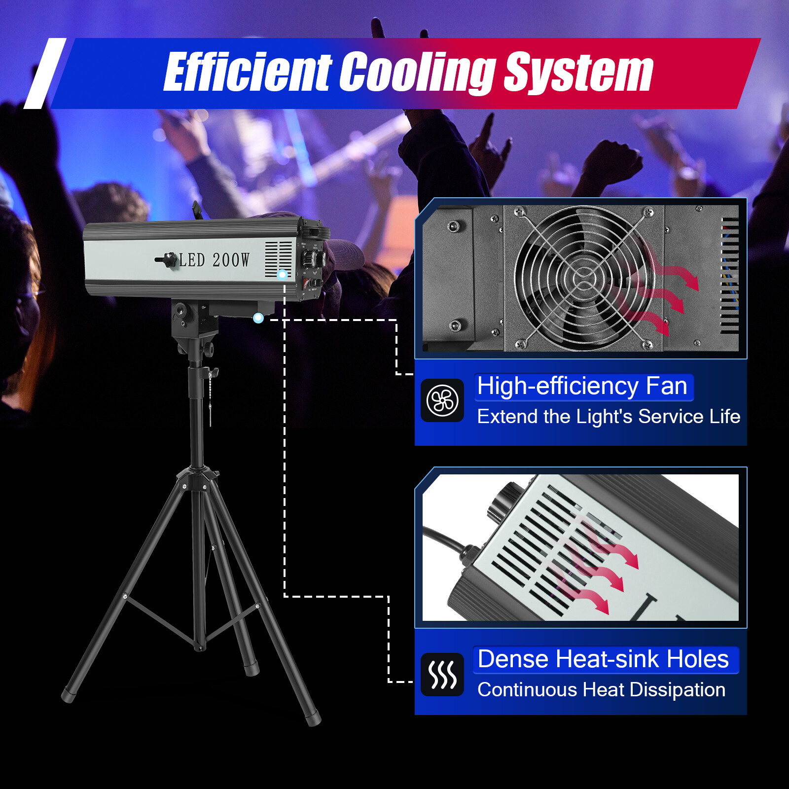 LED Follow Spot Light DJ Party Theater Disco Stage Spotlight Manual Control