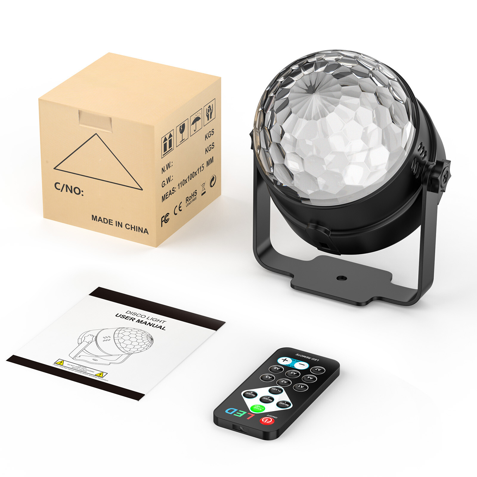 Sound Activated Magic Ball Light RGB Color Mixing Disco Party KTV Light W/Remote