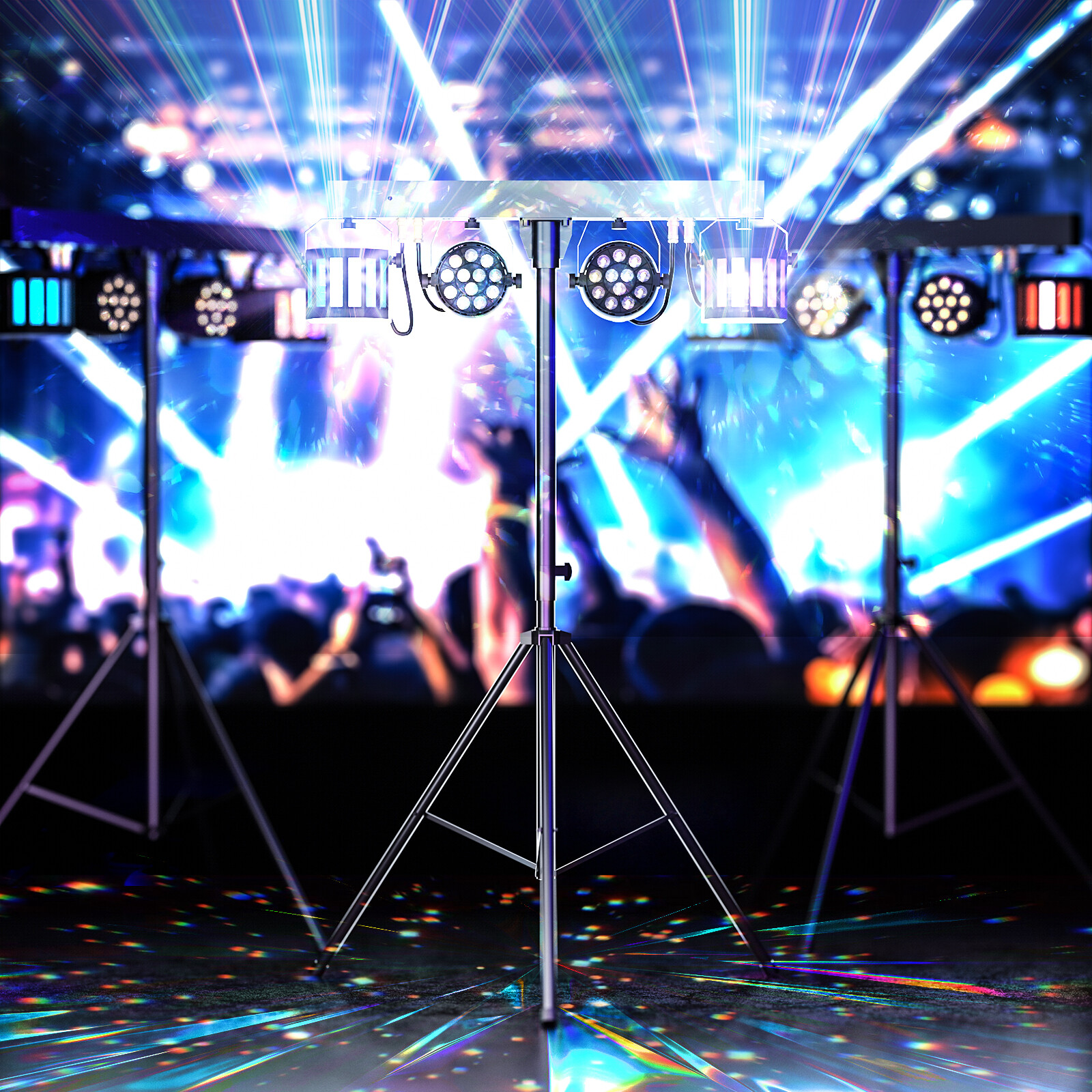 4-Par Stage LEDs Lights DJ Band Lighting System Strobe Effect Light Party Disco