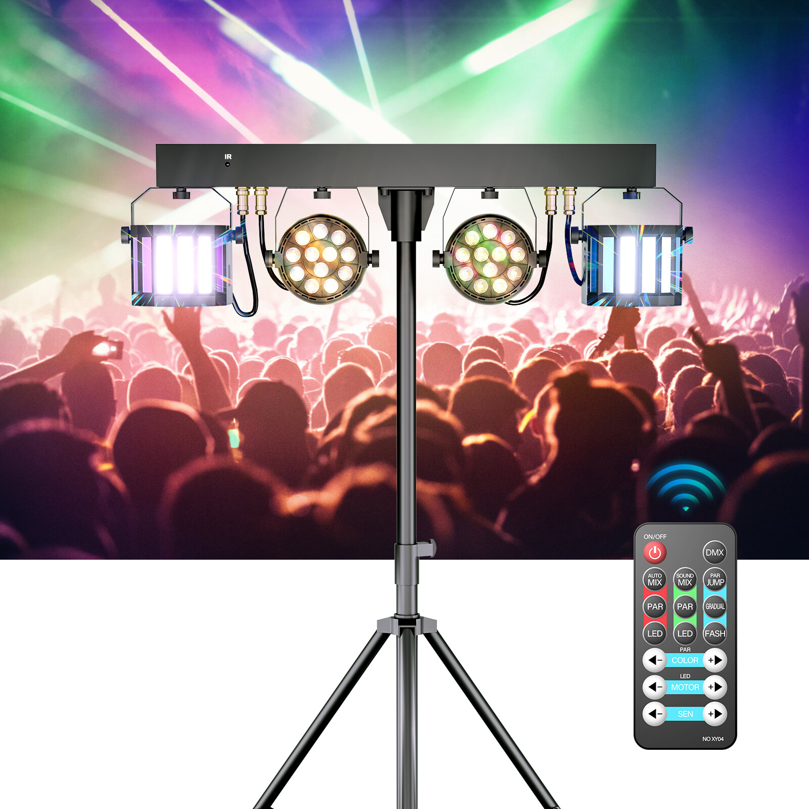 Portable RGB Wash Light with Separate Stand Wireless Remote for Mobile DJ Party