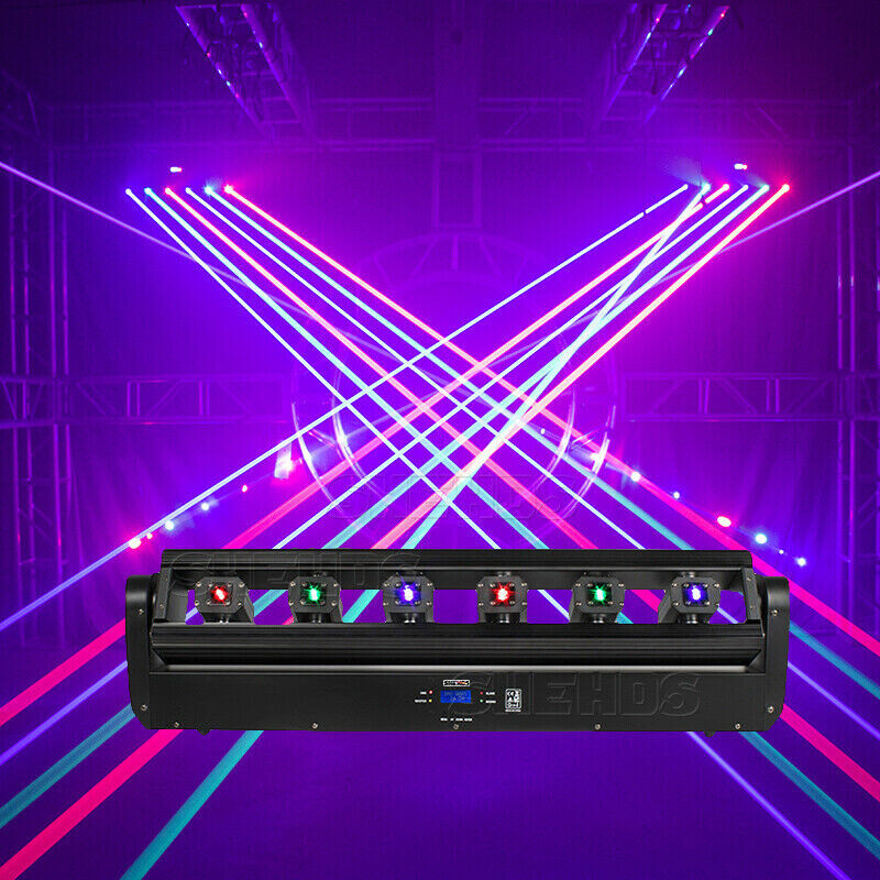 Laser Moving Head Light Bar 6x500mw 6 Eyes RGB Stage Beam DJ Disco Party Lightin