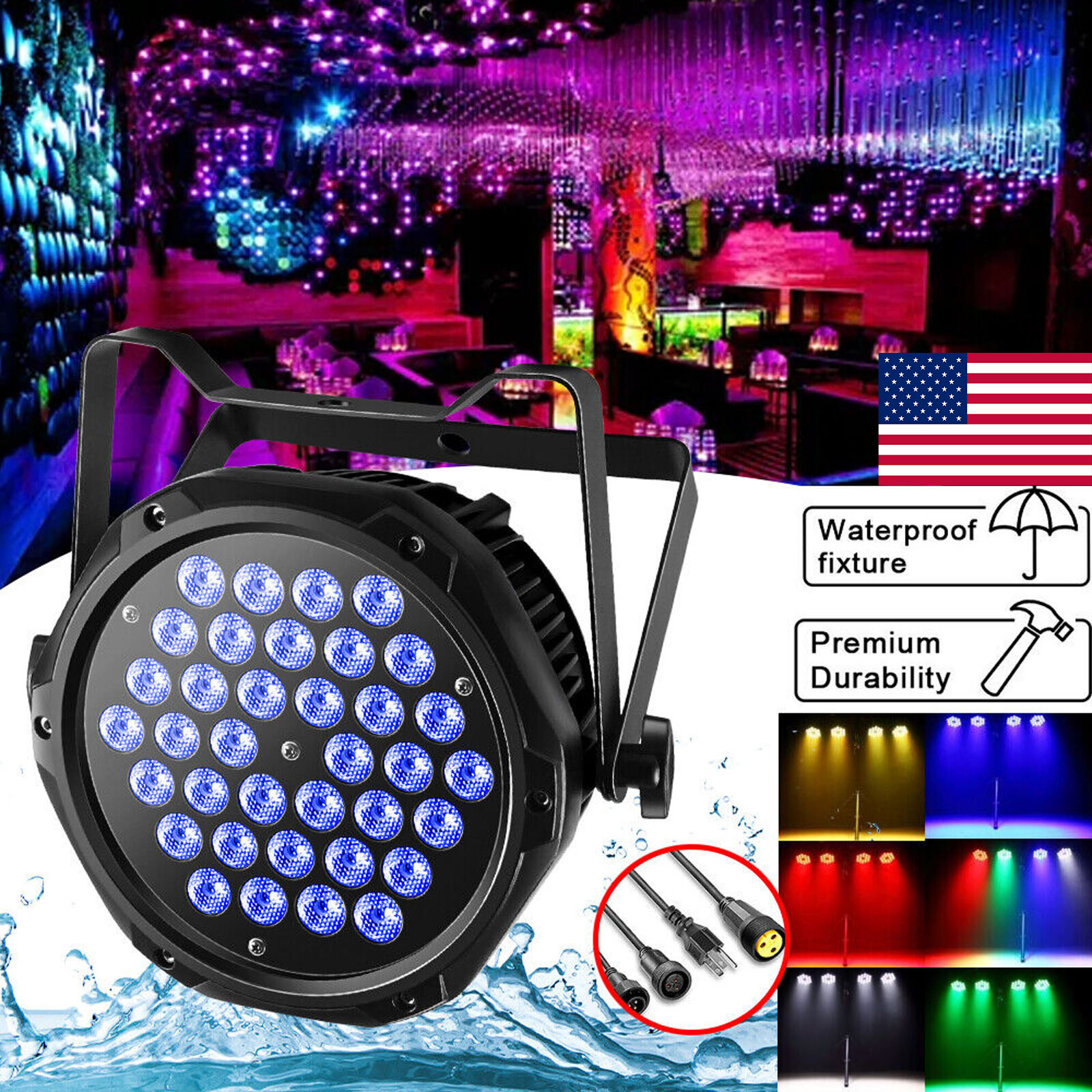 270W RGB LED Par Light DMX Stage DJ Disco Beam Party Light Uplight Wash Light US