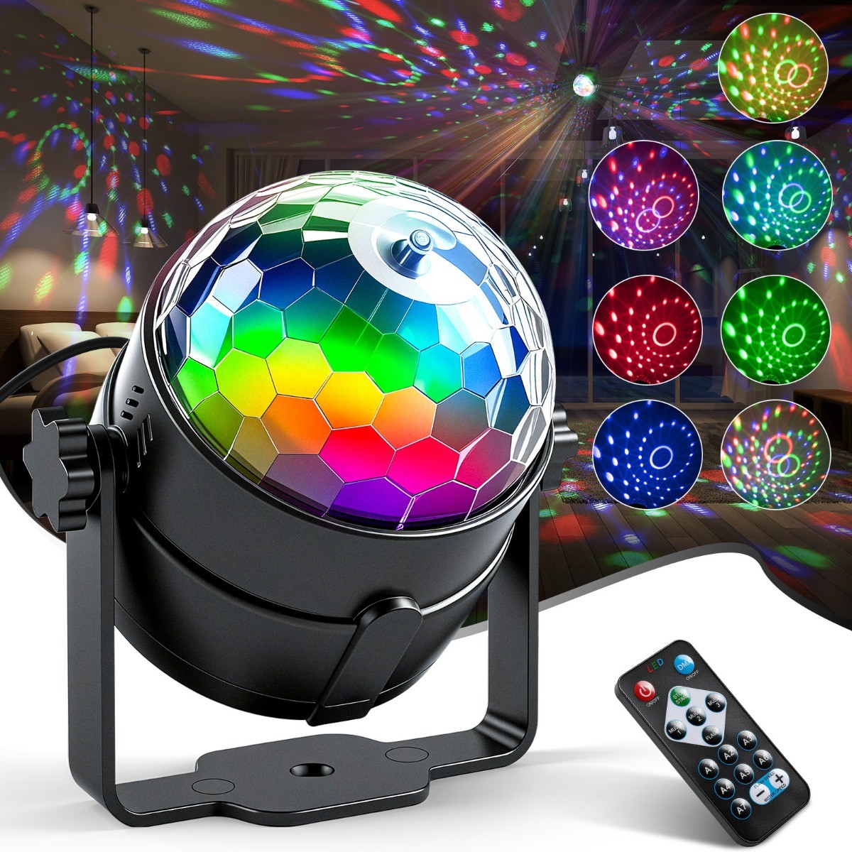 3W Disco Party Lights Strobe Led Dj Ball Sound Activated Bulb Dance Lamp US Plug