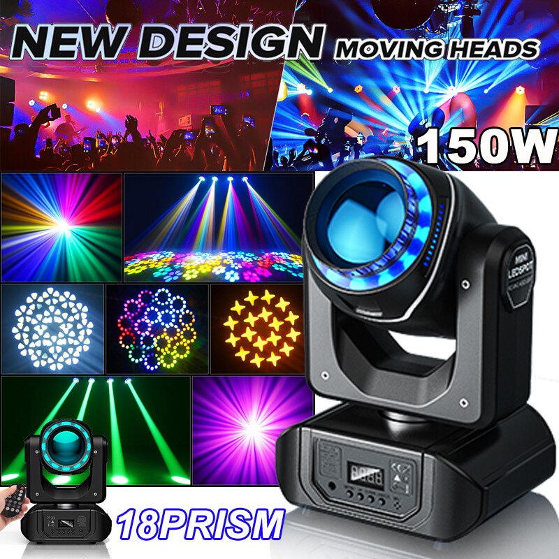 150W LED Moving Head Lights 18Prism RGBW Gobo Beam Stage Spot Light DJ Disco DMX