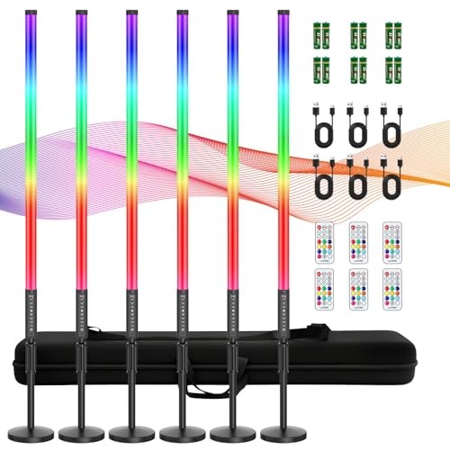 6 Pack 3ft RGB Tube Light Portable 5000mAh Battery Powered LED Tube Lights