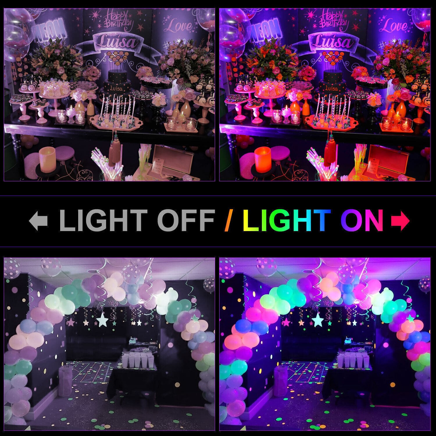 4-Pack 150W LED Black Lights Purple Light with 10ft Cable for Music Dance Stage