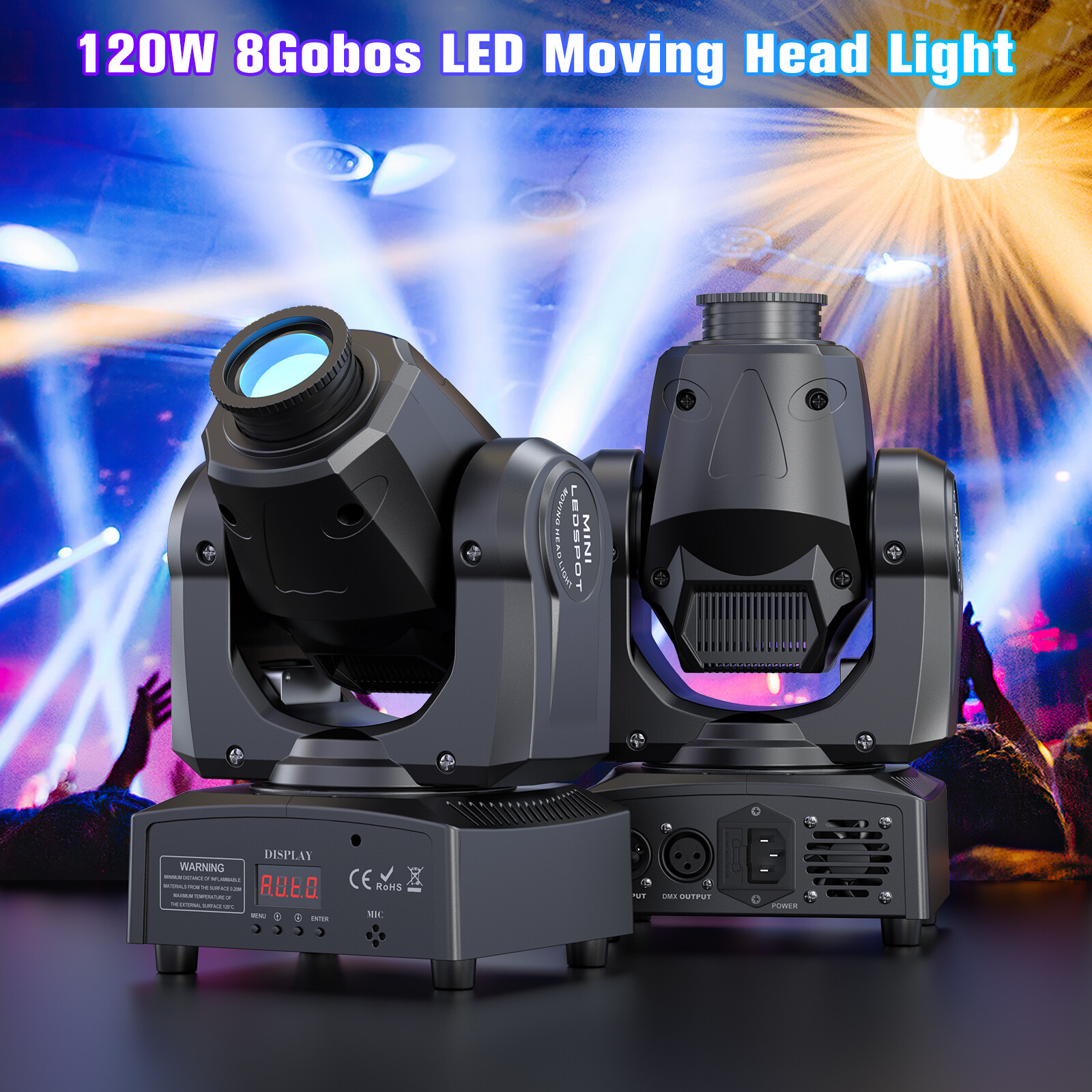 150W LED Moving Head Light DMX WLED 8Gobo DJ Disco Party Strobe Stage Beam Light