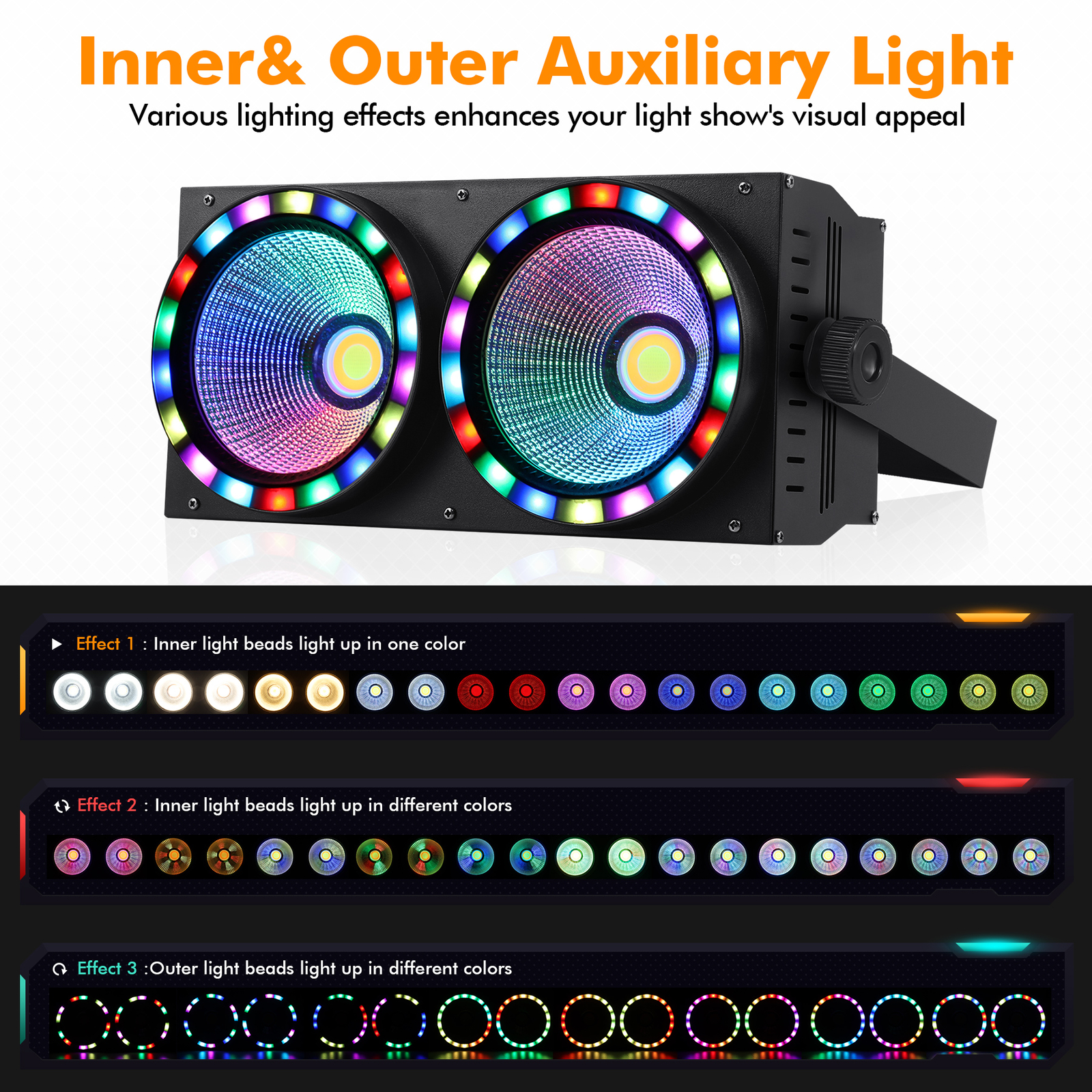 200W COB LED Par Light DMX Stage Audience Blinder Light RGB Warm Cool White