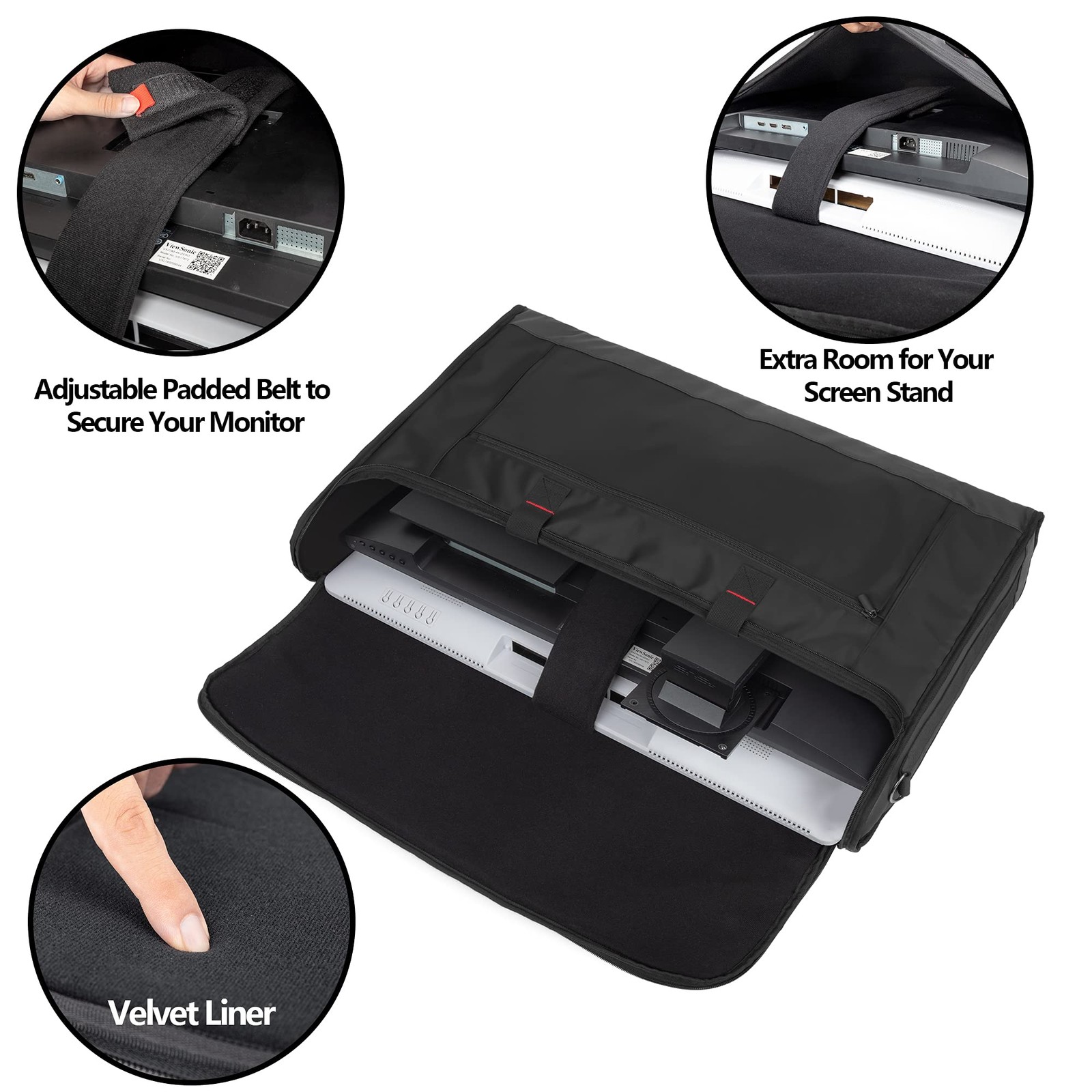 Trunab Monitor Carrying Case 24-27 Inch Padded Travel Bag Hold Up to 2 LCD Scree