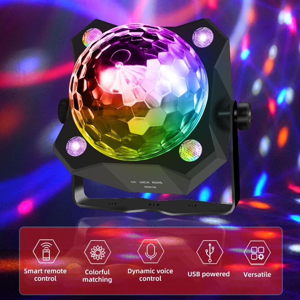 Disco Ball Party Lights DJ Sound Activated with Strobe Effect & Remote Control