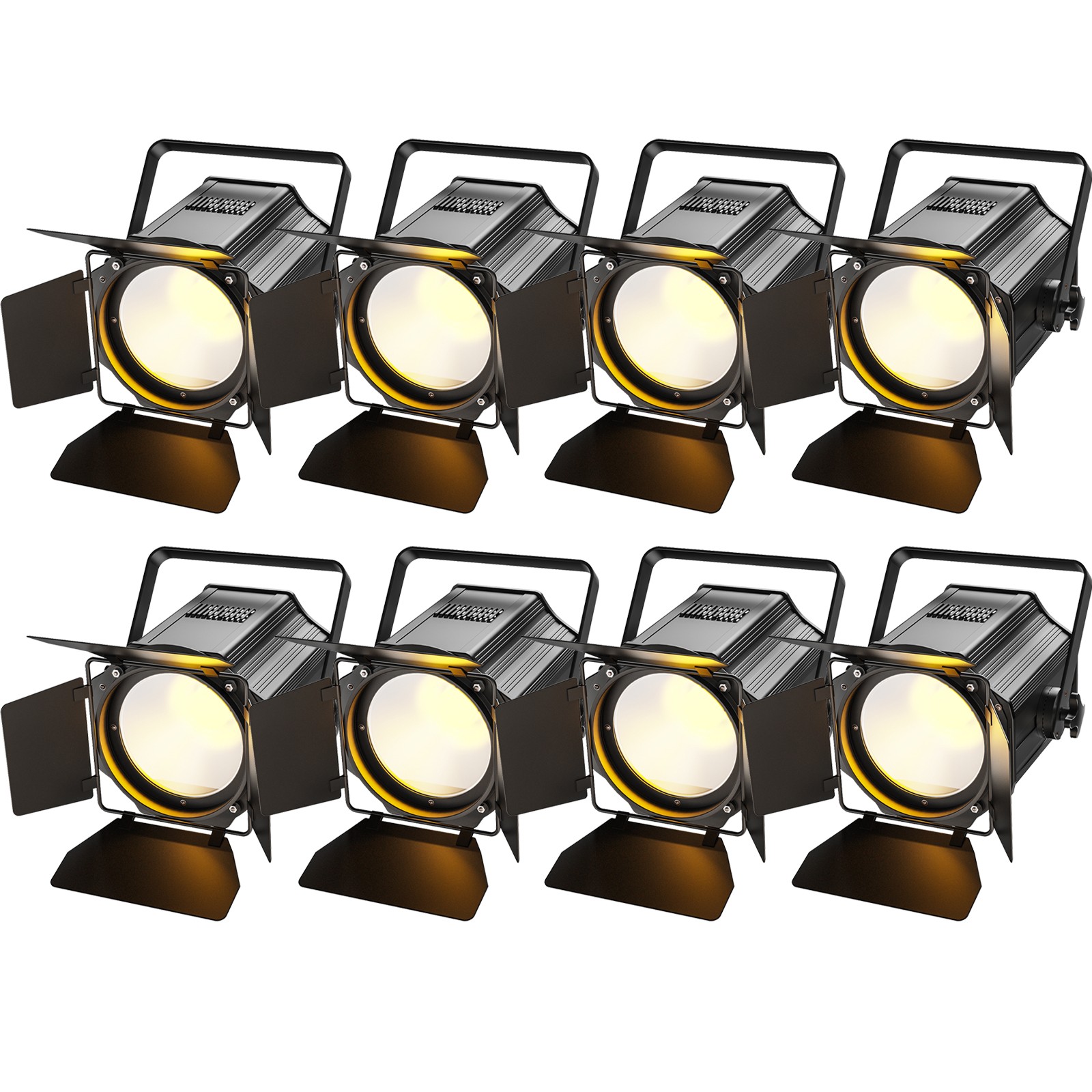 200W COB Par Light Warm & Cold White Spotlights with Barn Door DJ Stage Lighting