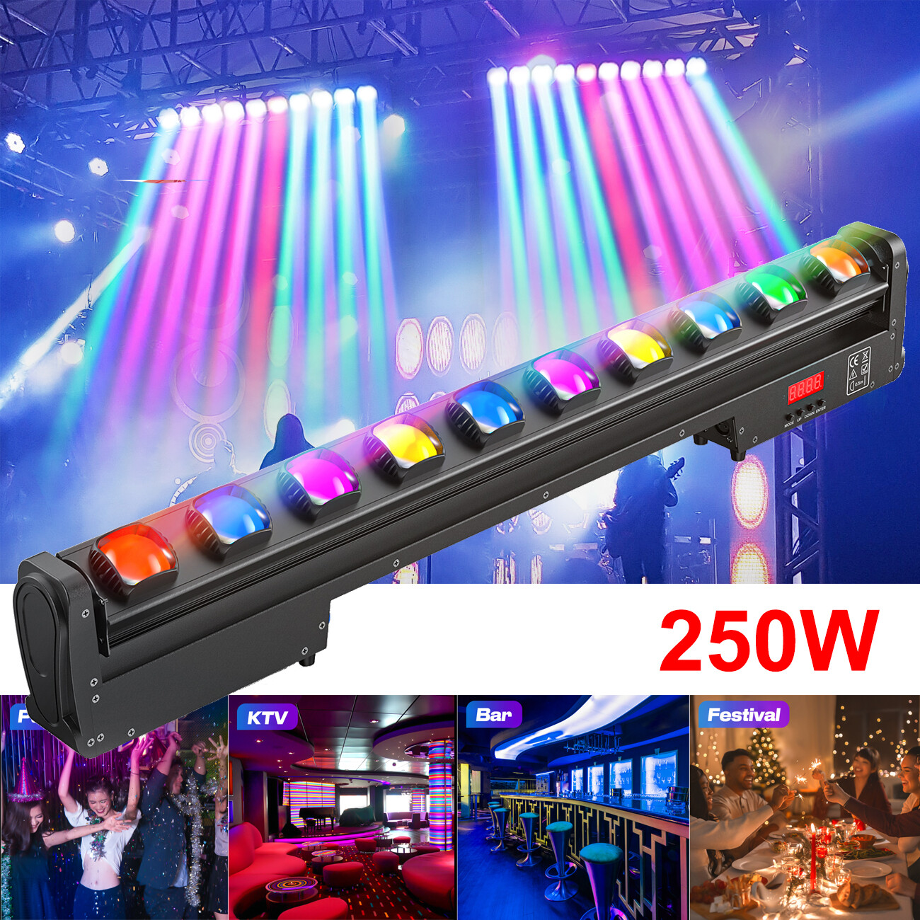 250W 10LED Beam Wall Wash Light DMX RGBW Dot Swing Stage Lighting Wedding Party