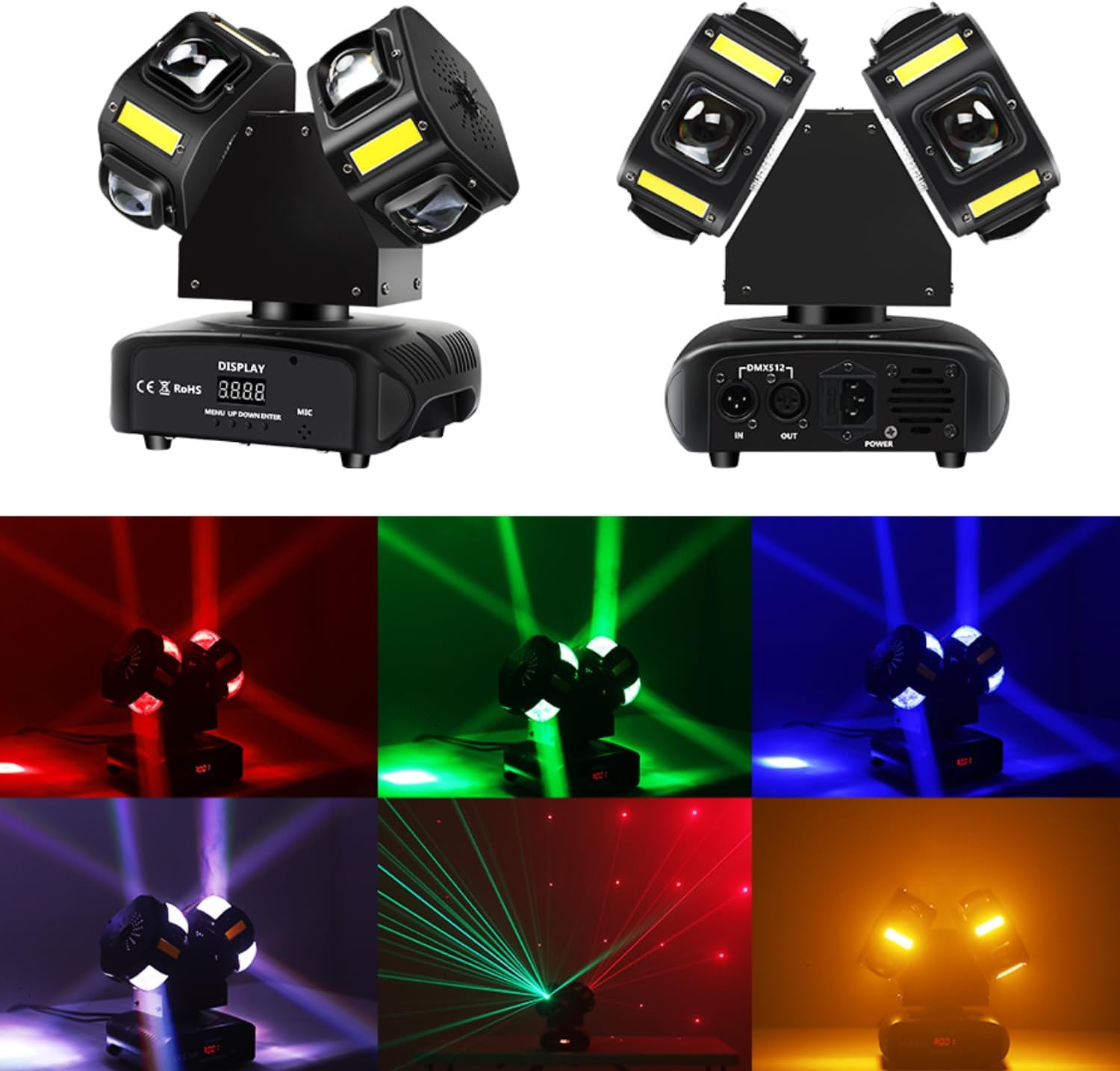 Moving Head DJ Light Mini Double Heads 10 LED RGBW Beam 10 Leds Golden Strobe S