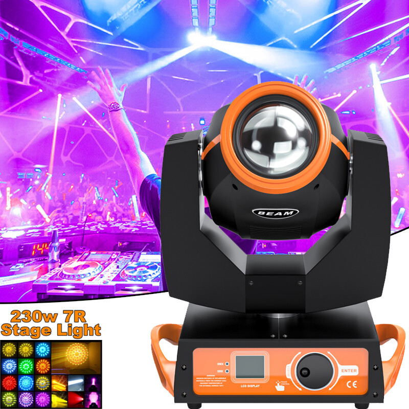 230W 7R Beam Zoom Sharpy 8+16 Prisms DMX 17Gobo Stage Moving Head Light DJ Party