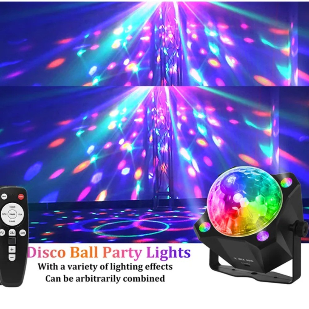 Disco Ball Party Lights DJ Sound Activated with Strobe Effect & Remote Control