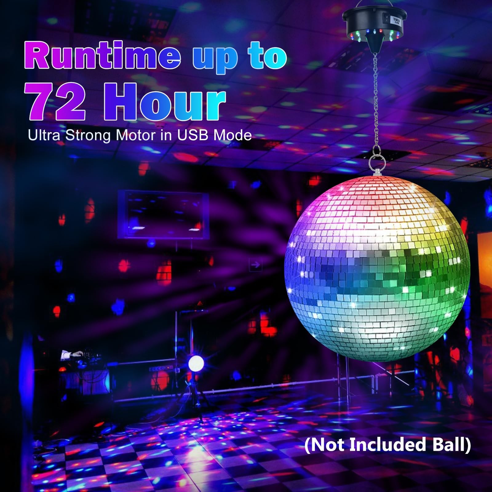 Rotating Disco Ball Motor w/Remote&Light, 5ft Power Cord Easy to Install, 6-1…